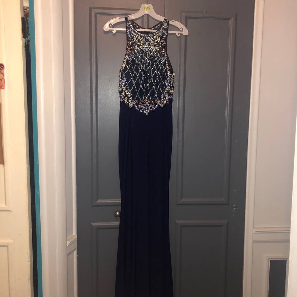 Blue sequin gemstone prom dress, only worn once!
